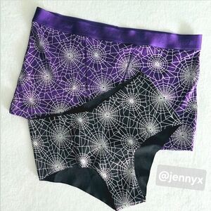 NEW Victoria's Secret PINK: 2 Spiderweb Panties = 1 Purple 1 Black